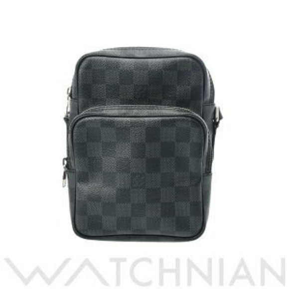 Louis Vuitton Shoulder Rem Black Graphite Black Damier Bag Canvas - Picture 1 of 9